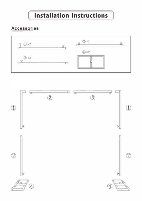 Square Wedding Arch Decoration Frame - White (2.2m) - Non Adjustable, Assembly instructions