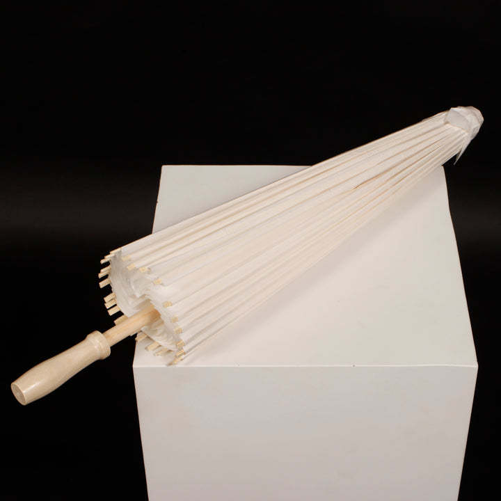 Plain Wedding Umbrella Parasol - White closed