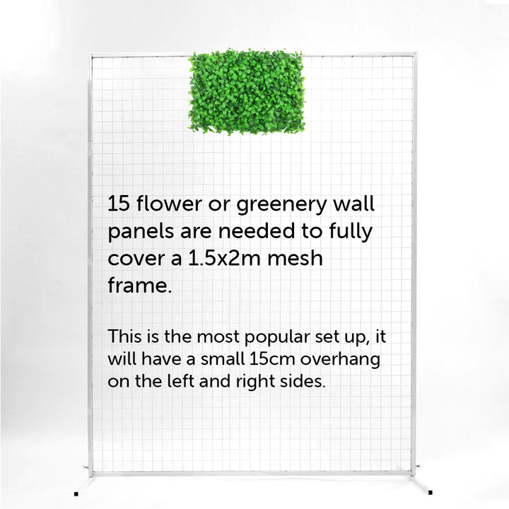 Flower Wall & Freestanding Frame Package - Box Hedge Greenery / White Mesh Frame (2mx1.8m)
