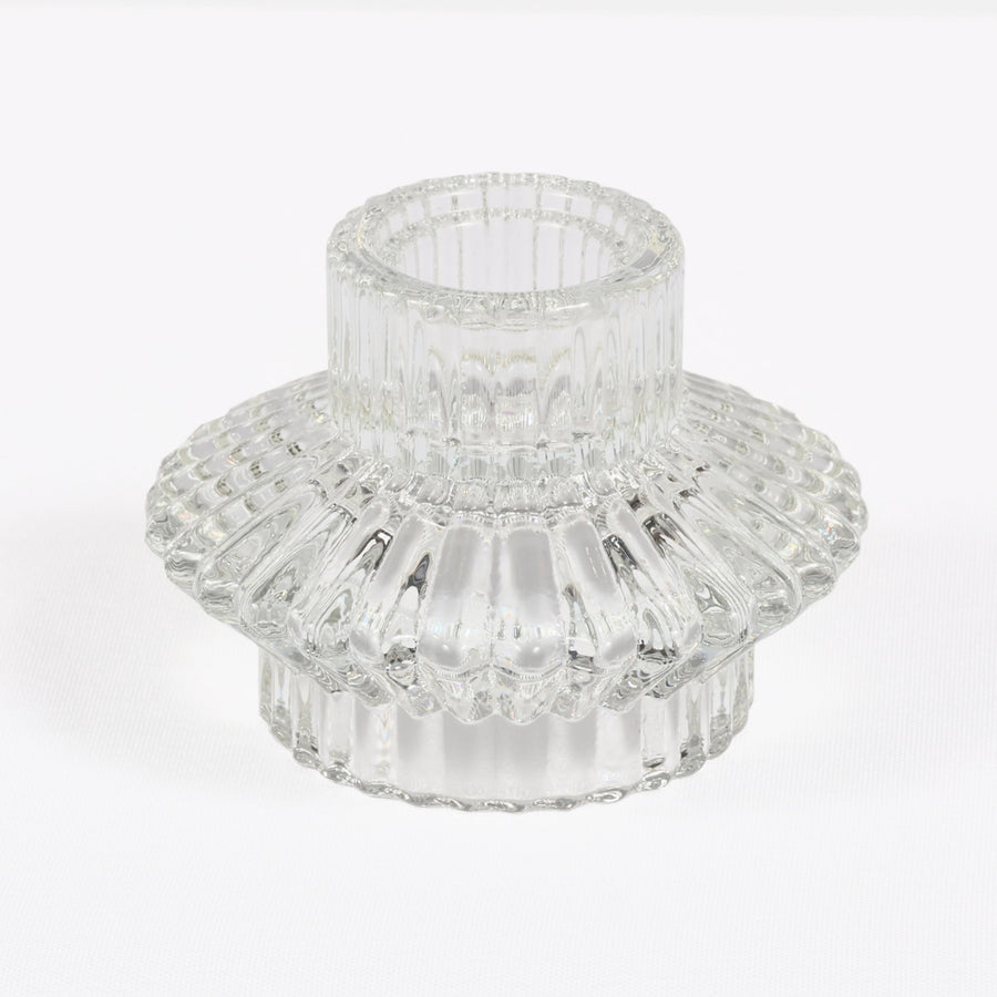 Reversible Glass Tea Light and Taper Candle Holder - Flared Saucer (Style 3)