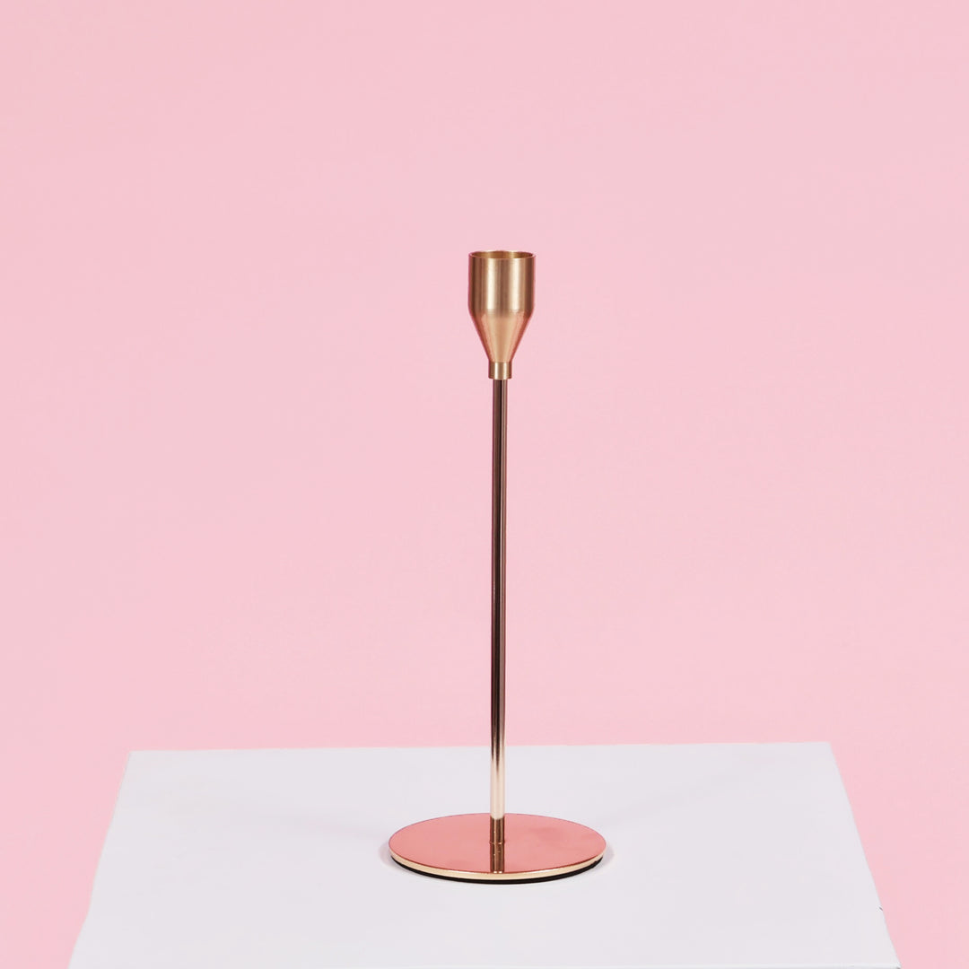 Taper Candle Holders Classic Flared Style - Gold (23cm), single taper candle holder