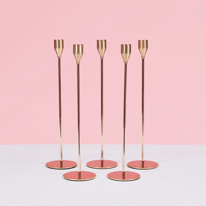 Taper Candle Holders Classic Flared Style - Gold (33cm), set of 5 candle holders