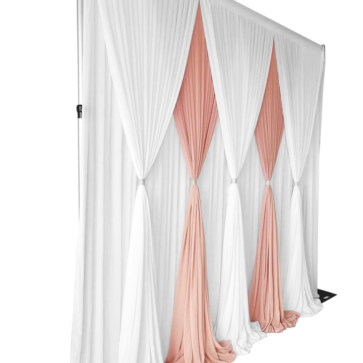 CLEARANCE Chiffon Draping Backdrop Curtain - White On Blush (3x3m)