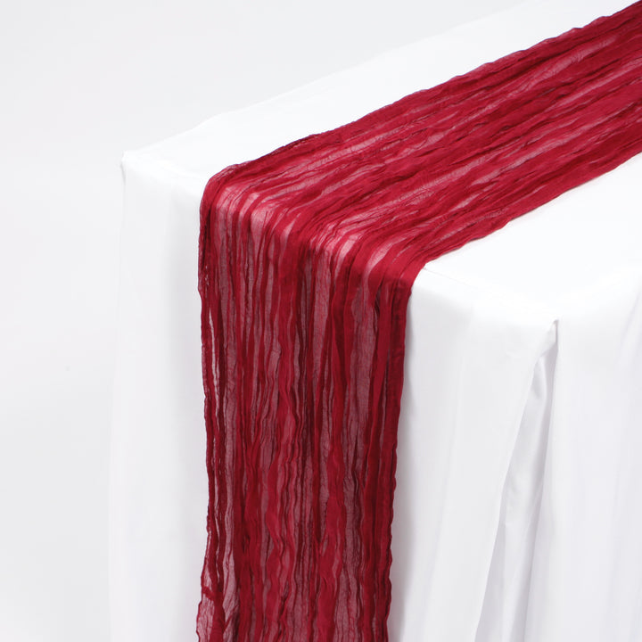 Cheesecloth Table Runner - Burgundy