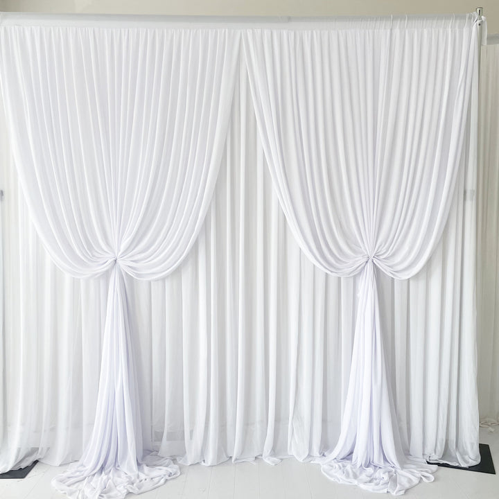 Chiffon Layered Backdrop Curtain 3mx3m - White, front layers tied up