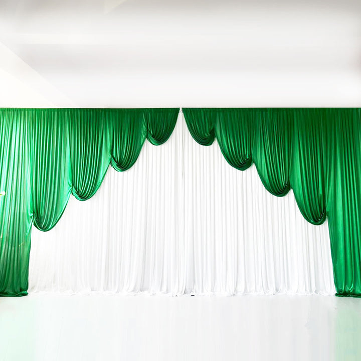 white ice silk  with jade green ice silk contour swag