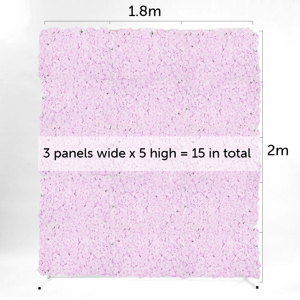 Flower Wall & Freestanding Frame Package - Lavender Hydrangea / White Mesh Frame (2mx1.8m)