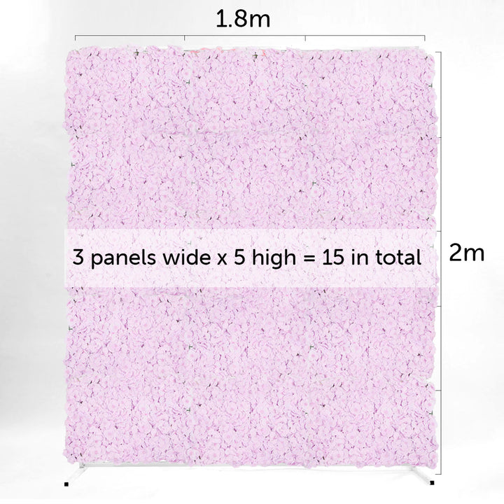 Flower Wall & Freestanding Frame Package - Lavender Hydrangea / White Mesh Frame (2mx1.8m)