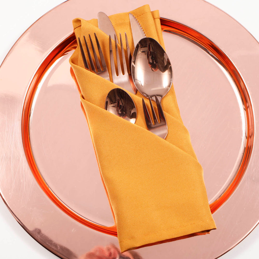 Cloth Napkins - Bright Gold (50x50cm) with rose gold cutlery