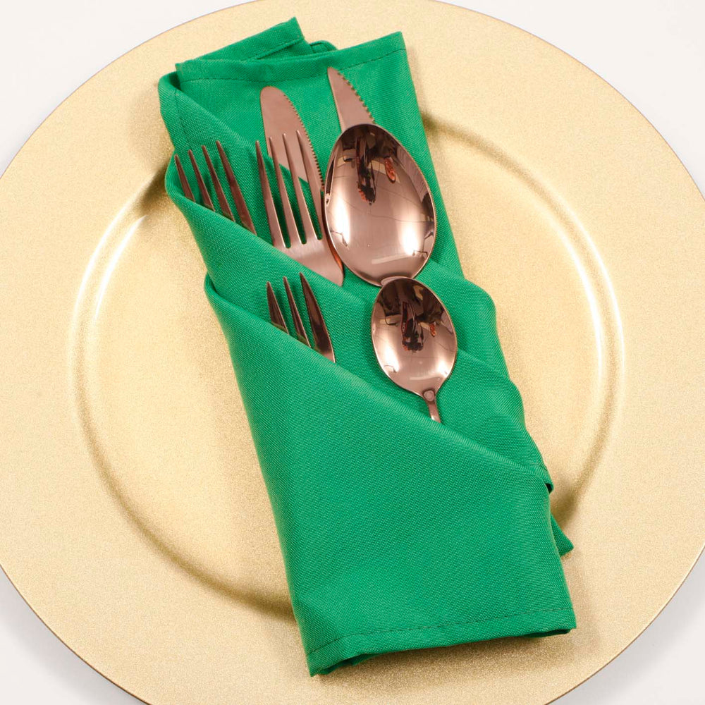 Cloth Napkins - Green (50x50cm) with rose gold cutlery