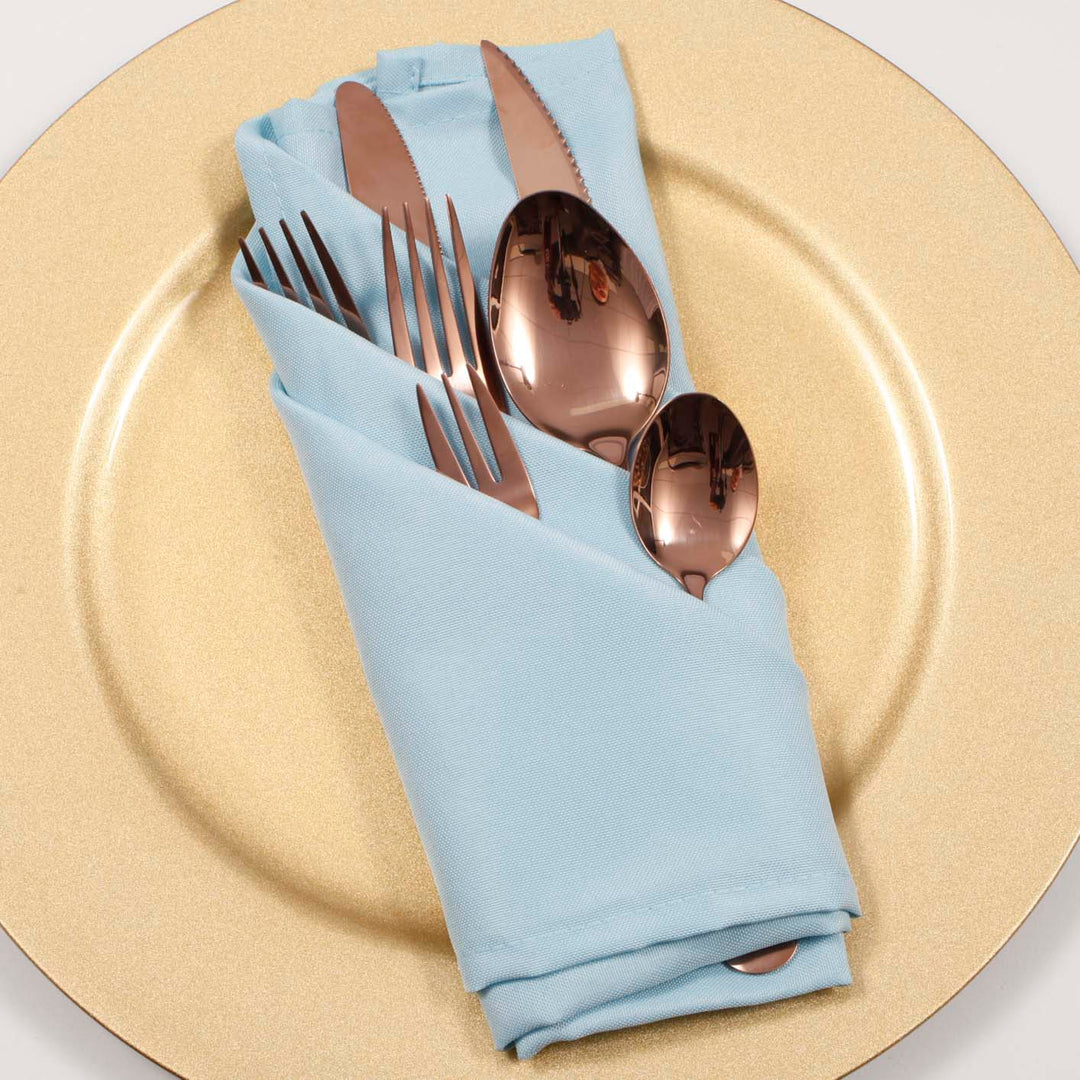 Cloth Napkins - Light Blue (50x50cm) with rose gold cutlery