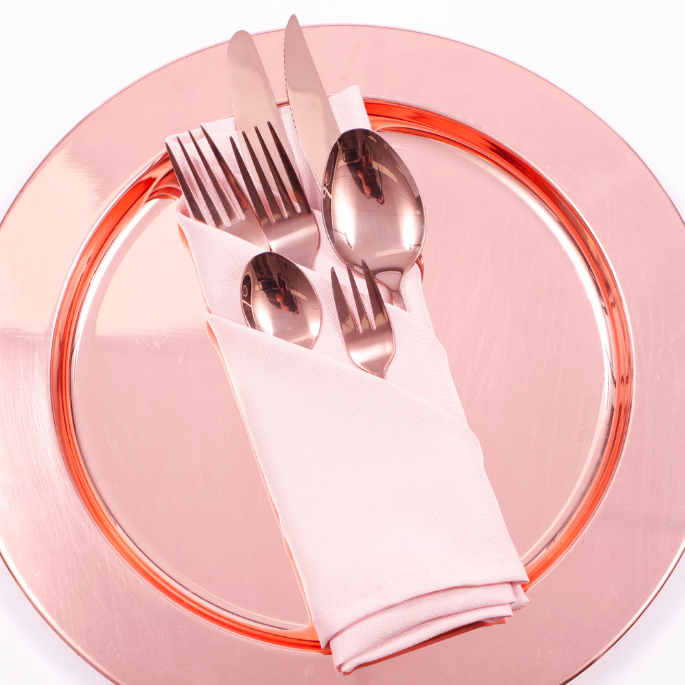 Cloth Napkins - Light Pink (50x50cm) with rose gold cutlery set