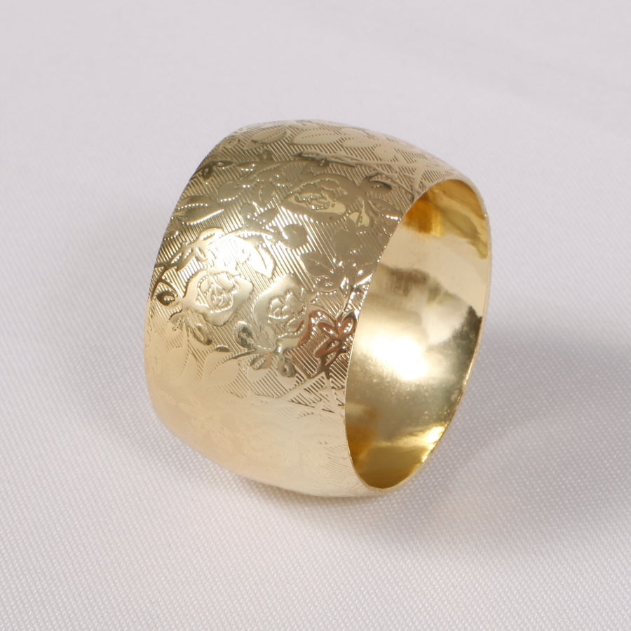 Gold Napkin Ring - Romantic Floral Lace Pattern