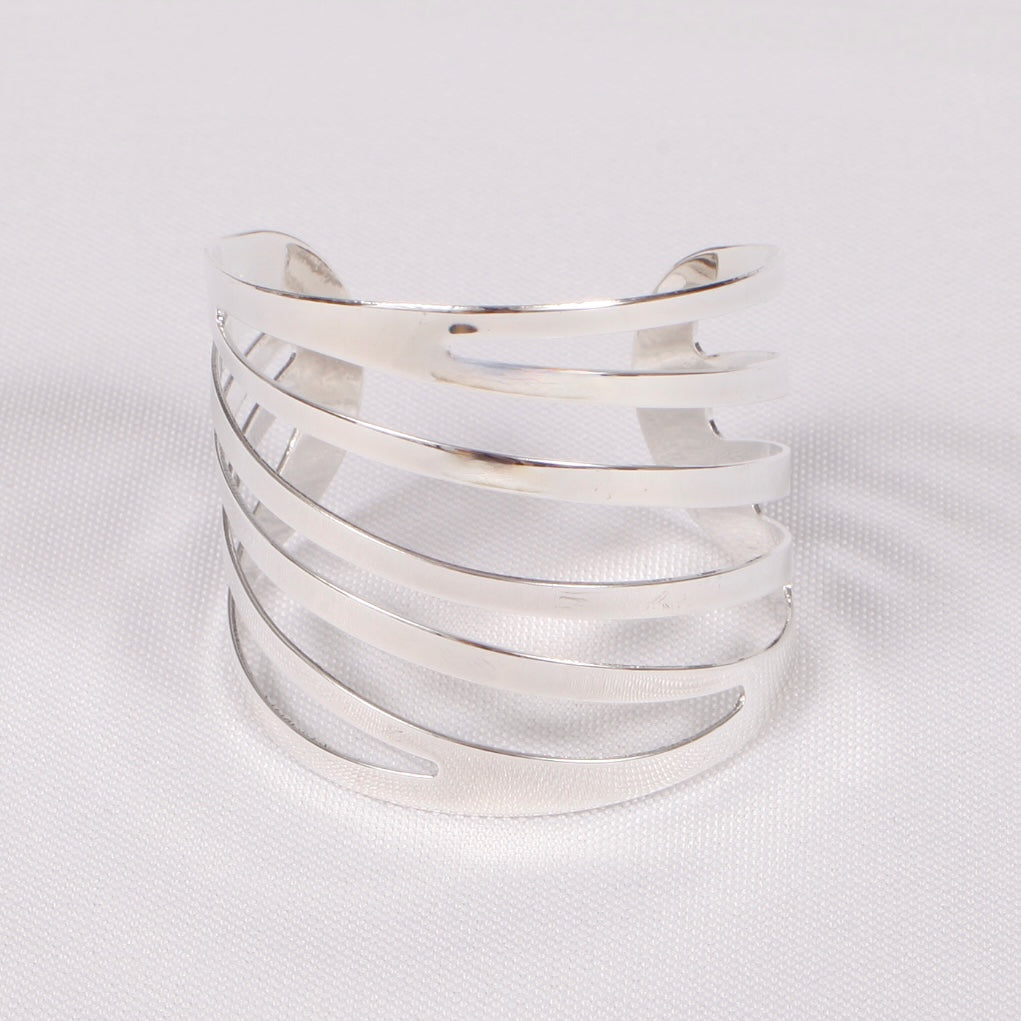 Silver Napkin Ring - Modern Linear Cut Out