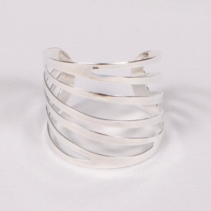 Silver Napkin Ring - Modern Linear Cut Out