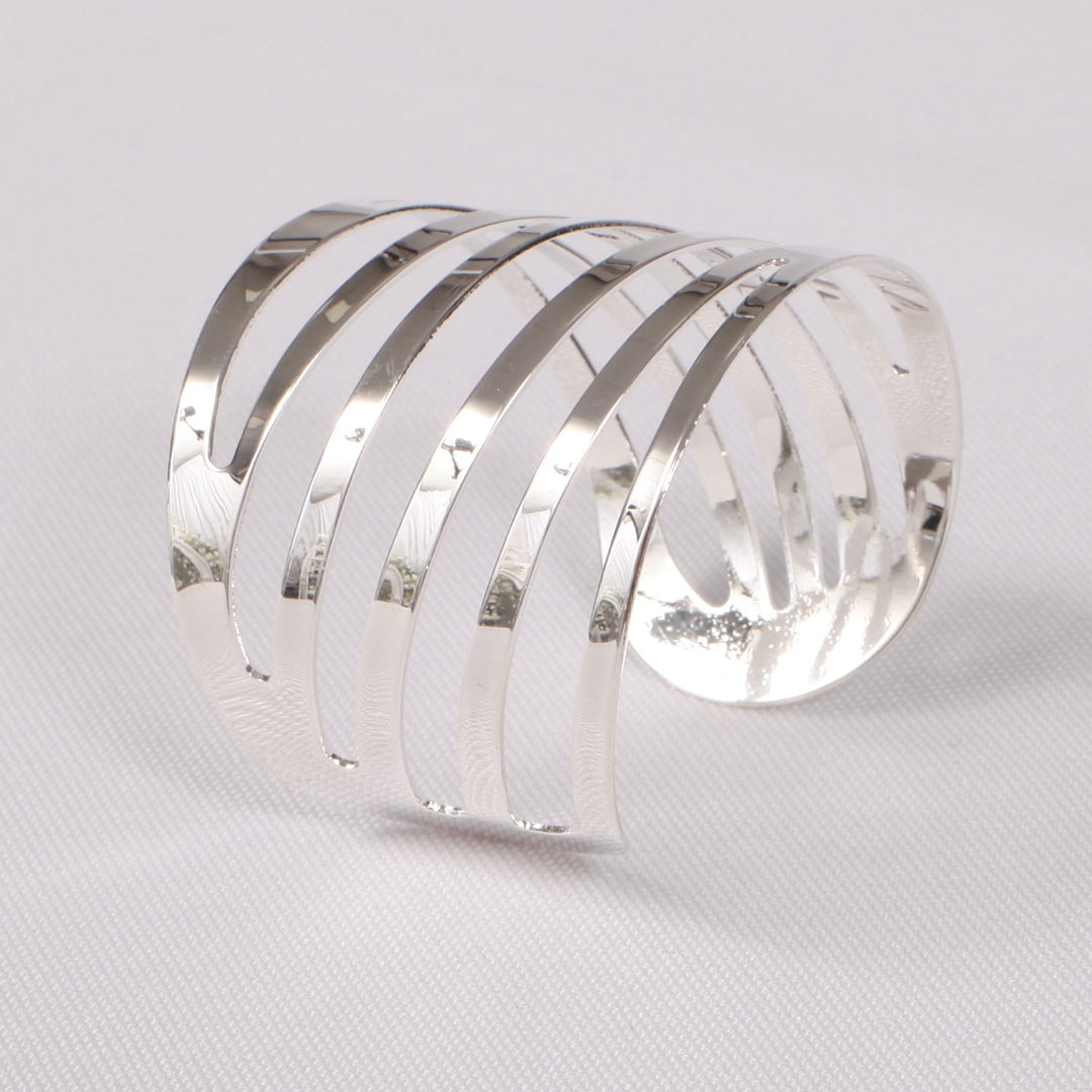 Silver Napkin Ring - Modern Linear Cut Out