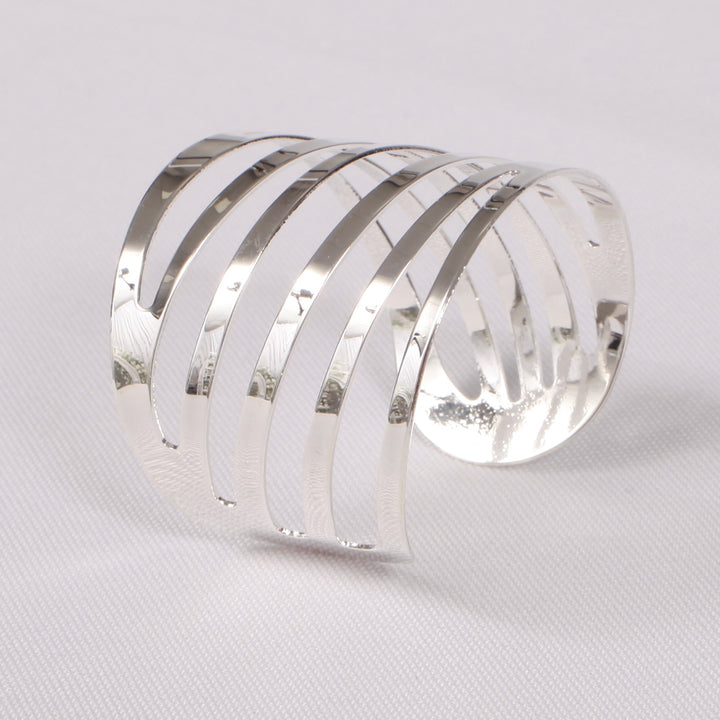 Silver Napkin Ring - Modern Linear Cut Out
