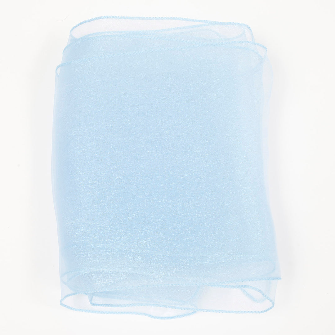 Organza Chair Sash close up view of material - Light Blue