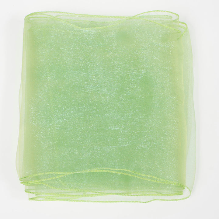 Organza Chair Sash close up view of material - Olive Green