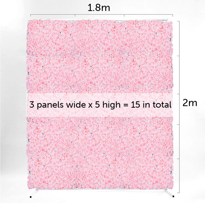 Flower Wall & Freestanding Frame Package - Pink Hydrangea / White Mesh Frame (2mx1.8m)