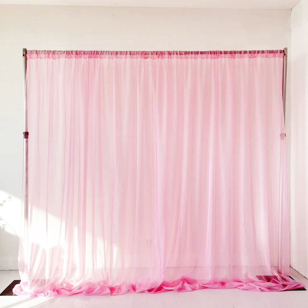 Pink Centre Split Voile curtain draping
