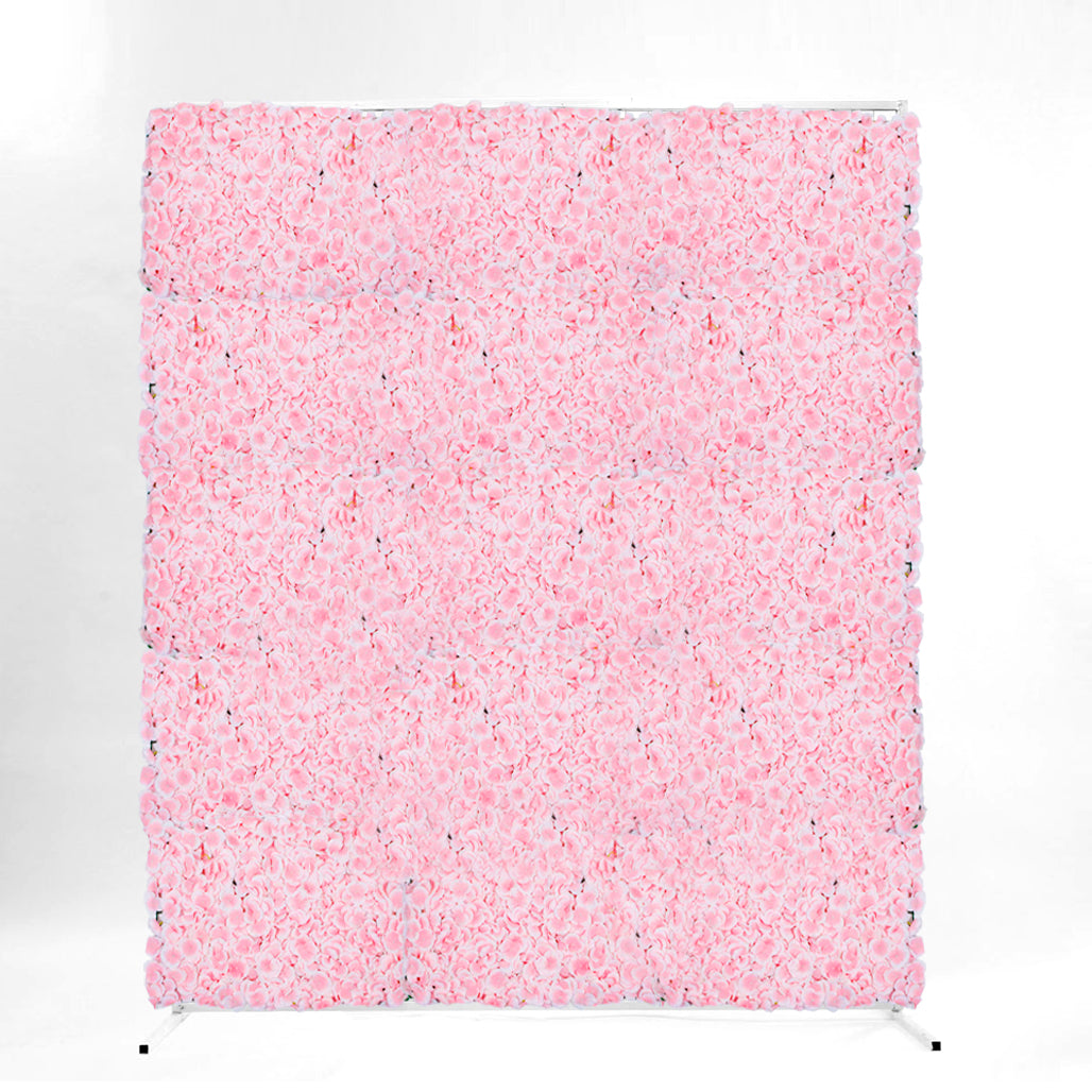 Flower Wall & Freestanding Frame Package - Pink Hydrangea / White Mesh Frame (2mx1.8m)