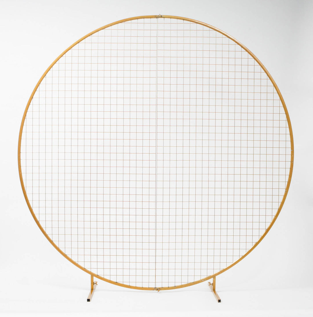 CLEARANCE Round Mesh Balloon Stand Frame Arch - Gold (2m) - 2 Parts - PICK UP ONLY