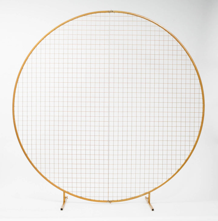 CLEARANCE Round Mesh Balloon Stand Frame Arch - Gold (2m) - 2 Parts - PICK UP ONLY