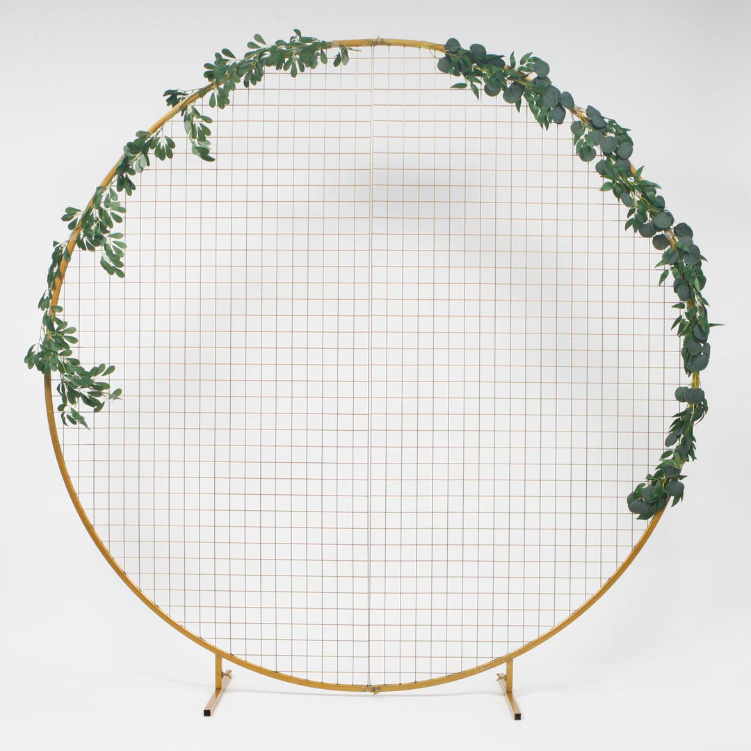 CLEARANCE Round Mesh Balloon Stand Frame Arch - Gold (2m) - 2 Parts - PICK UP ONLY