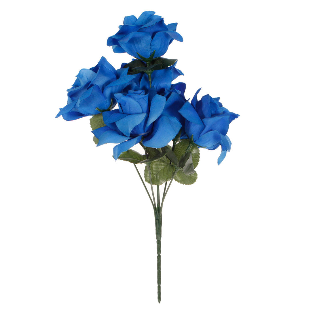 CLEARANCE Artificial Silk Premium Rose Blossomed Bouquet - Royal Blue