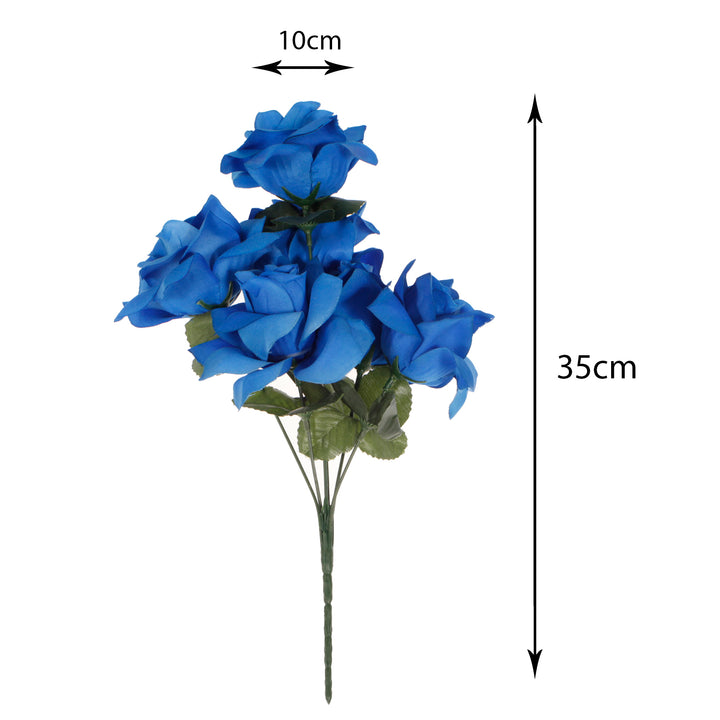 CLEARANCE Artificial Silk Premium Rose Blossomed Bouquet - Royal Blue