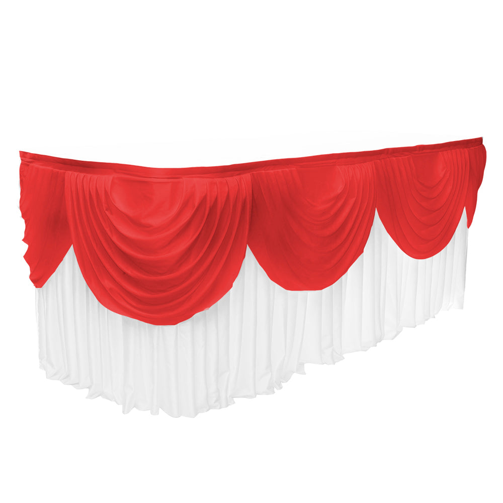 Ice Silk Satin 3m Swag - Red attached to skirting