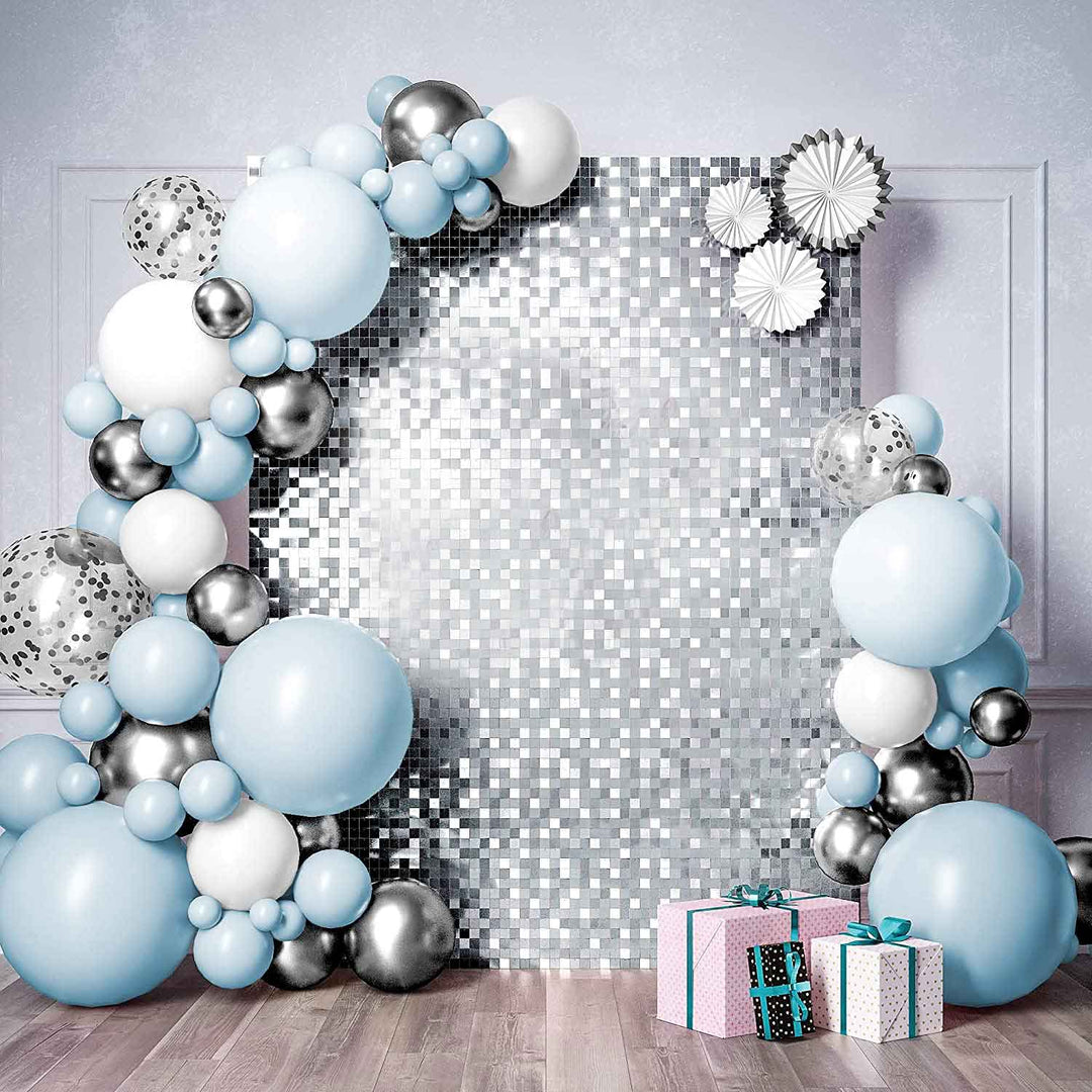 Sequin Shimmer Wall Backdrop & Frame Package - Silver