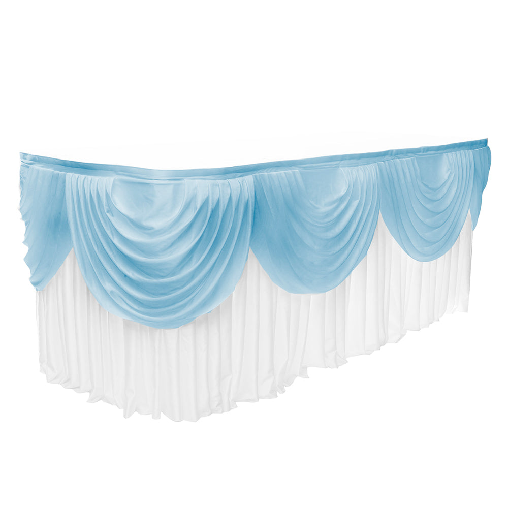 Ice Silk Satin 3m Swag - Light Blue fitted to ice silk skirting