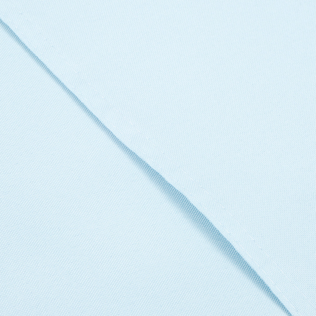 Light Blue Rectangle Tablecloth (153x259cm), close up of hemmed edge
