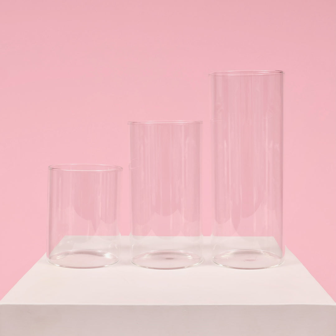 Glass Cylinder Vase, all three sizes together (20, 15 and 10cm)