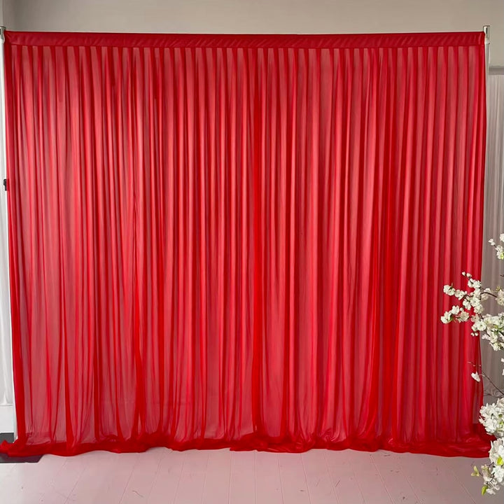Beauty Organza Backdrop Curtain with Satin Silk Backing 3mx3m - Red & White