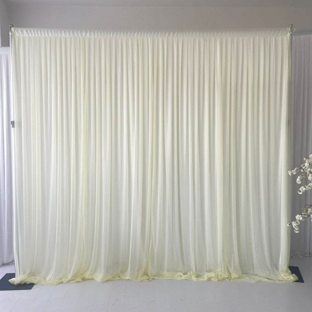 Beauty Organza Backdrop Curtain with Satin Silk Backing 3mx3m - Ivory & White