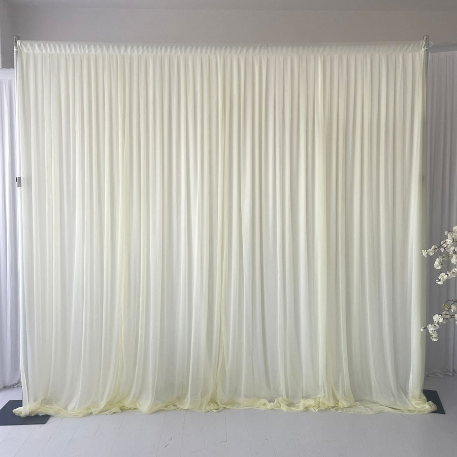 Beauty Organza Backdrop Curtain with Satin Silk Backing 3mx3m - Ivory & White