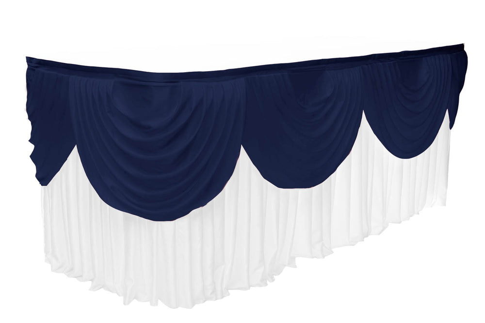 Ice Silk Satin 3m Swag - Navy Fitted To Ice Silk Satin Skirt