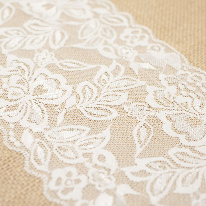 Hessian & Lace Table Runner - Centre Lace (30x275cm)