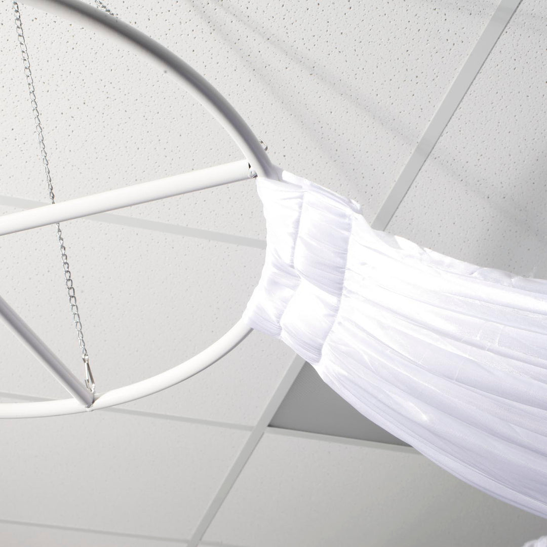 12pc Ceiling Drape Package (Ice Silk Satin & Cross Centre Ring) - White