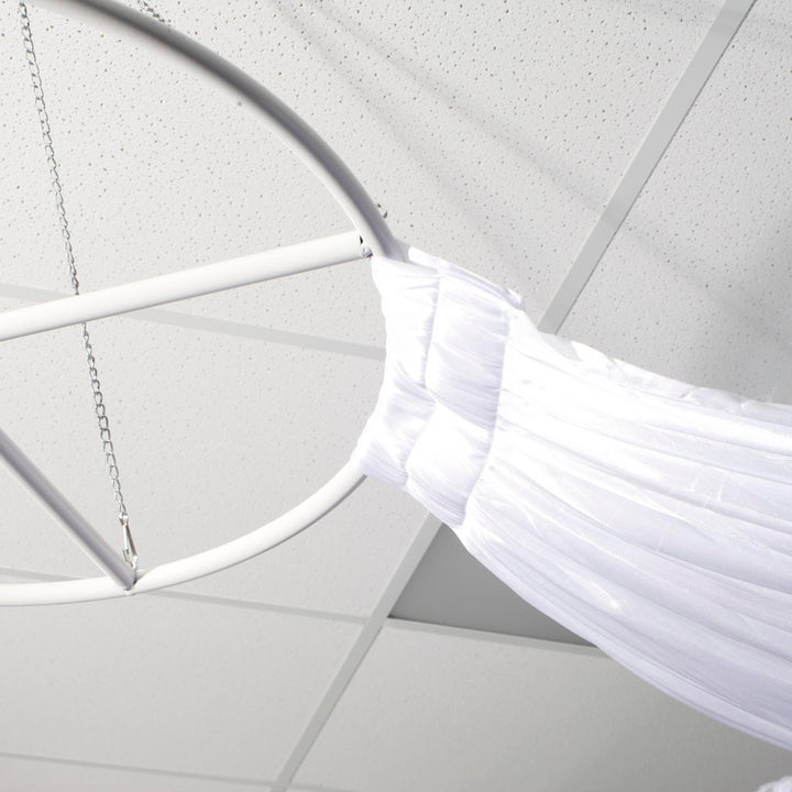 12pc Ceiling Drape Package (Ice Silk Satin & Cross Centre Ring) - White