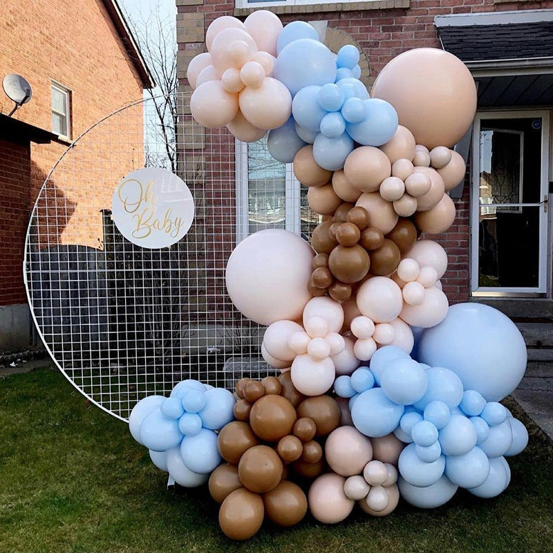 Autumn Balloon Garland on White mesh Hoop Frame