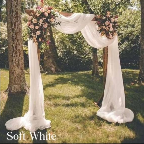 White Chiffon Fabric 1.5mx25m - (Sheer Stretch Crepe Chiffon), example outdoors