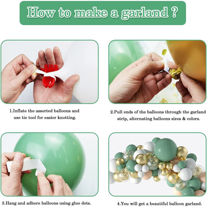 CLEARANCE Balloon Garland Kit - Green, Gold, White, Blush (117pc)