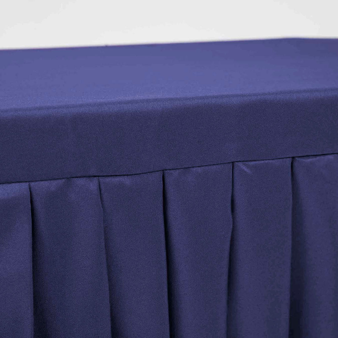 Navy Fitted Tablecloth with Pleated Table Skirting for 6ft Trestle Tables Close Up