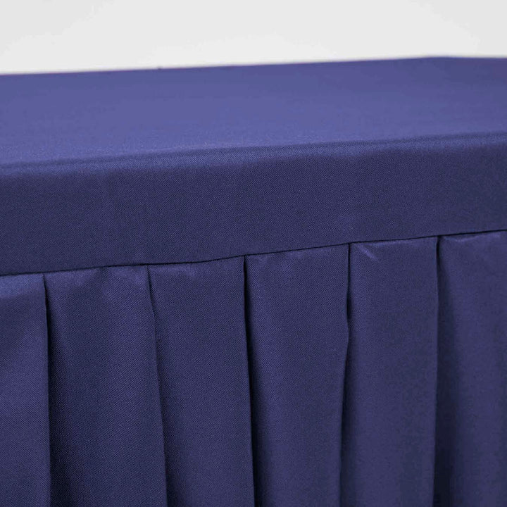 Navy Fitted Tablecloth with Pleated Table Skirting for 6ft Trestle Tables Close Up