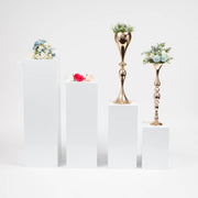 GLOSS YWHITE ALUMINIUM PLINTH set with vases and flowers