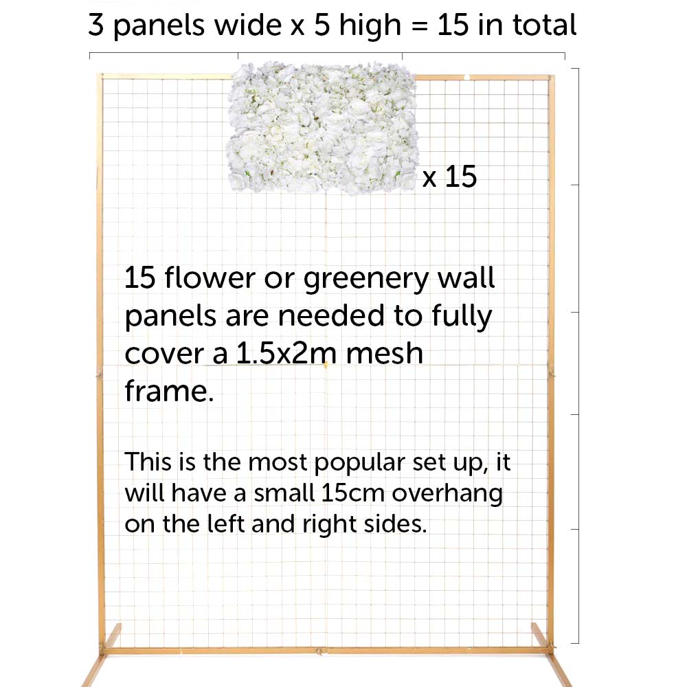 Flower Wall Mesh Stand Frame - Square Edge - Gold (2mx1.5m)